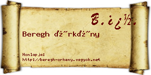 Beregh Örkény névjegykártya